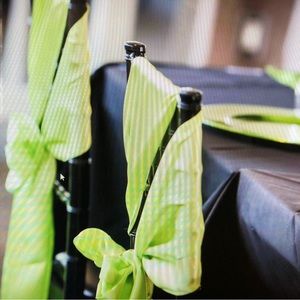 Apple green wide satin chair sashes Qty 74 wedding / party